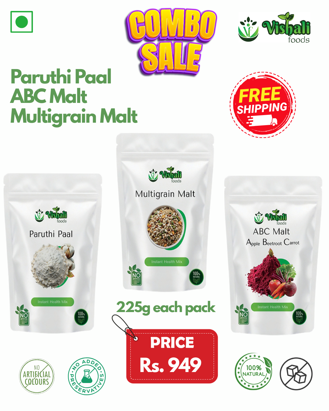Paruthi Paal + ABC Malt + Multigrain Malt (Nutri Combo)