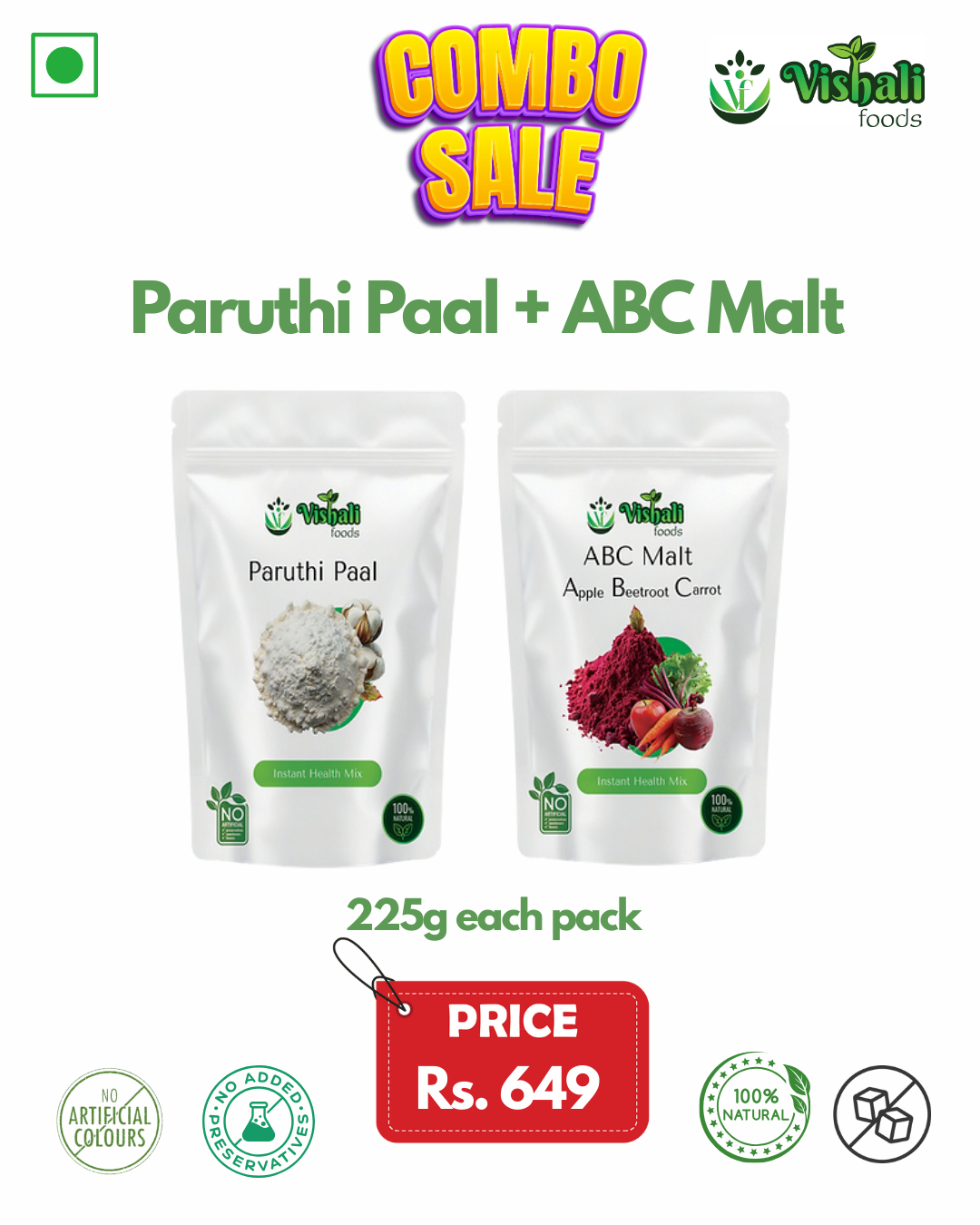 ABC Malt + Paruthi Paal (People's Choice) 225g each pack